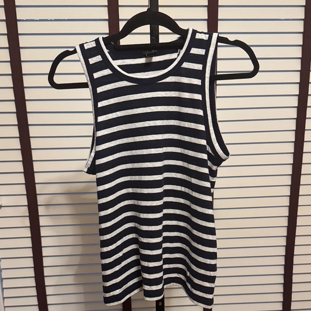 J. Crew Black and White Striped Tank Top